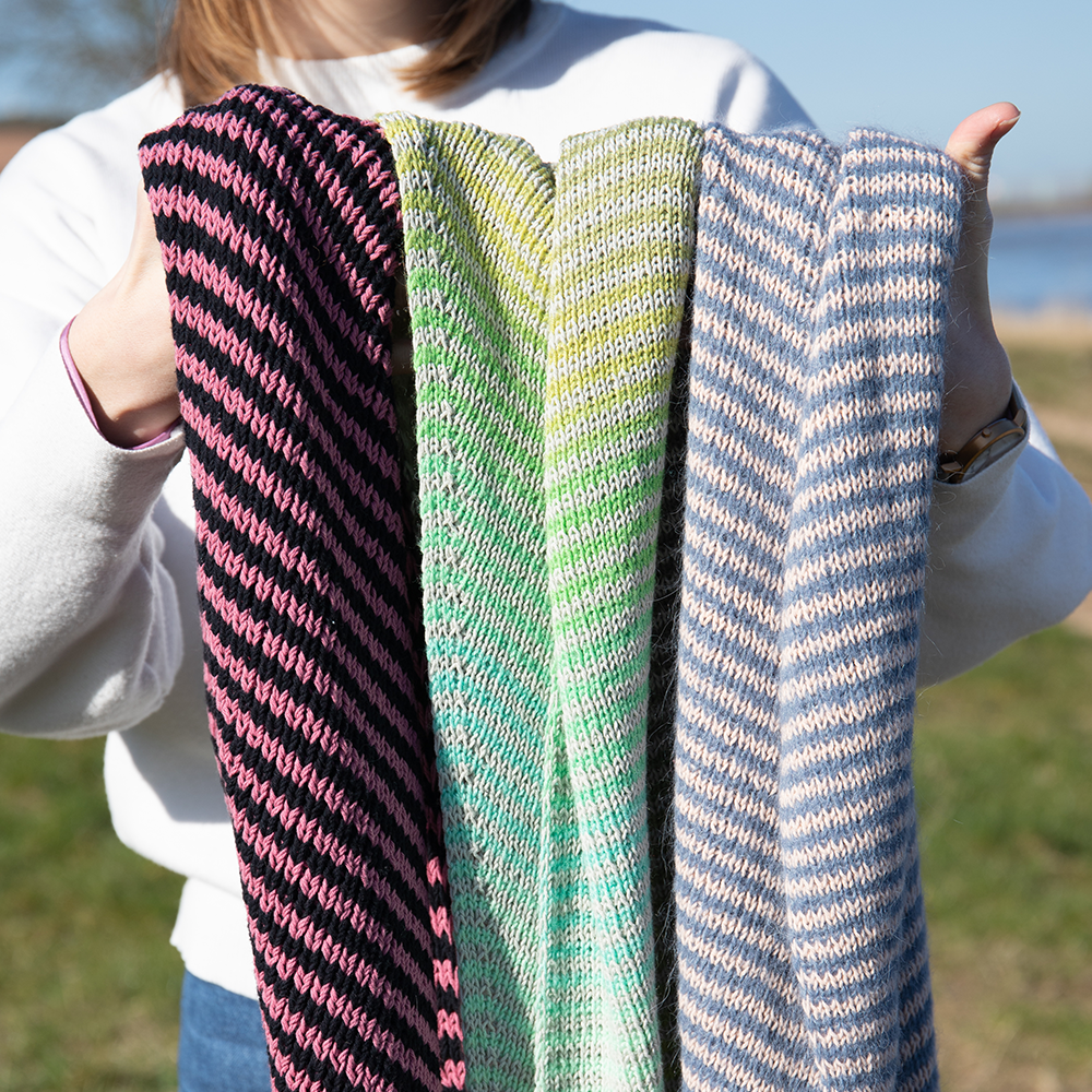 Alle kleuren — gemaakt met Strepen Sjaal Silk Breipakket (4)
