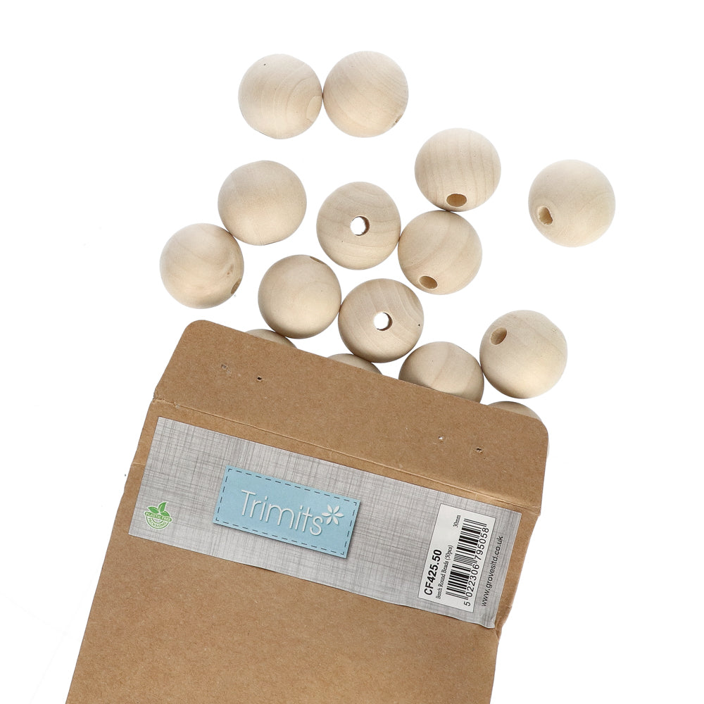 Trimits Houten Kralen 30 mm (50 stuks)