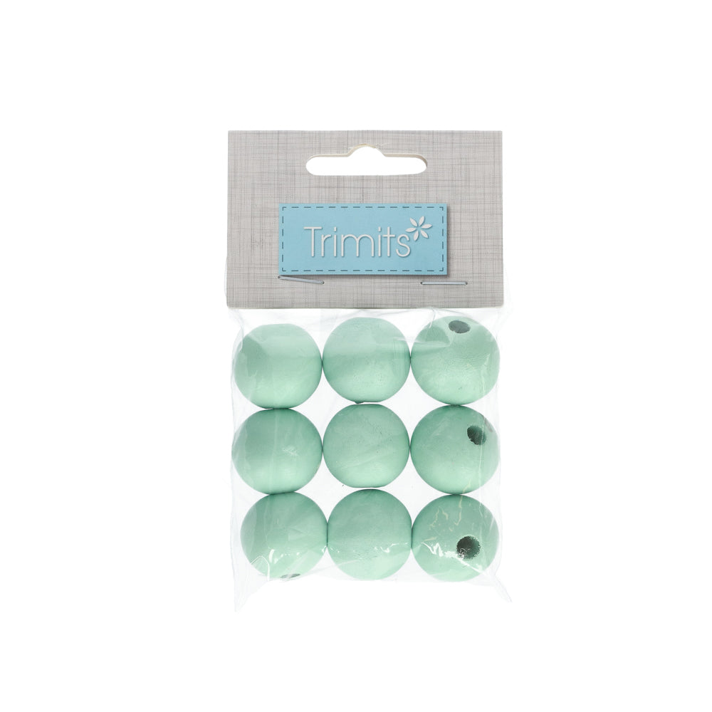 Trimits Houten Ronde Kralen 25 mm 05 Mint (9 stuks)