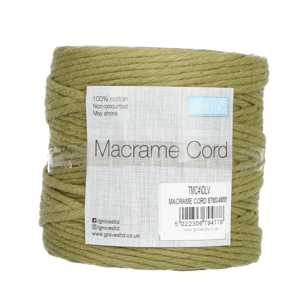 Trimits Macramé Cord Cotton 87m x 4mm 08 Olijfgroen