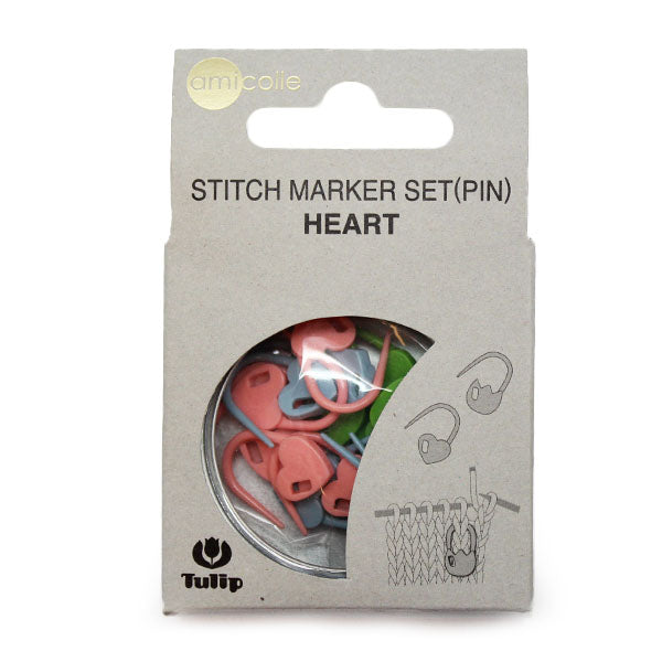 Stitchmarker pinheart — gemaakt met Tulip Vergrendelbare stekenmarkeerders Set Hart (15 stuks)