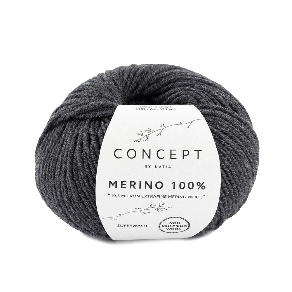 Katia Merino 100% 503 Donkergrijs - Katia Merino 100% 503 Donker grijs