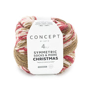 Katia Symmertric Socks & More - Christmas 202 Beige-Rood-Wit