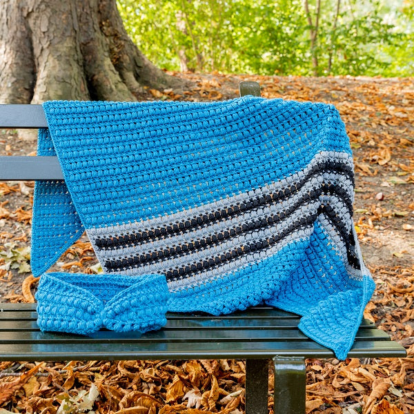 Criss cross dot scarf headband — gemaakt met Yarn and Colors Criss Cross Dot Headband Haakpakket