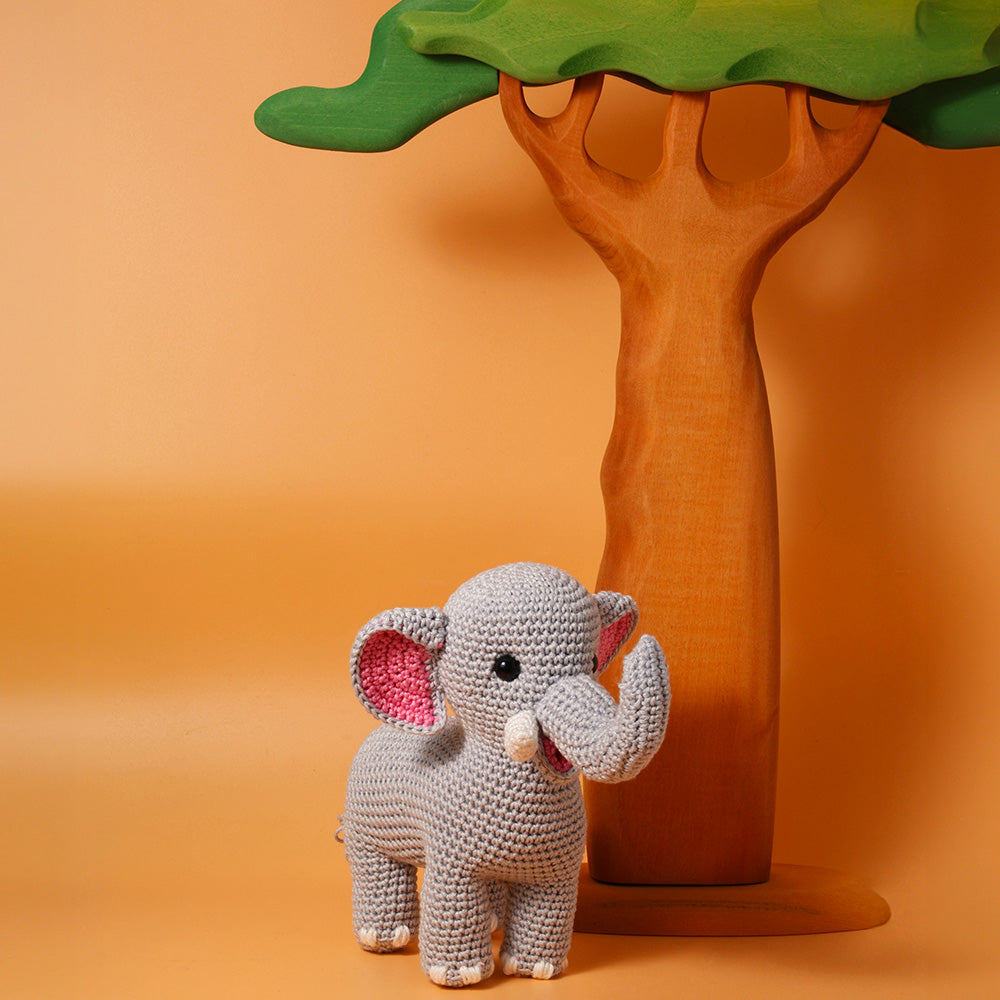 Olifant vierkant — gemaakt met Yarnzoo - Olifant Olivier Haakpakket - Inclusief Patroon
